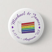 LIEBE Rainbow Wedding Cake Lila Heart Gay Pride Button (Vorderseite)