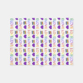 LIEBE Rainbow Wedding Cake Lila Heart Gay Pride Fleecedecke (Vorderseite (Horizontal))