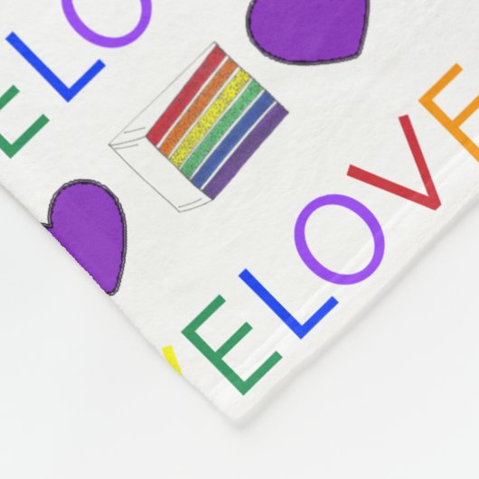 LIEBE Rainbow Wedding Cake Lila Heart Gay Pride Fleecedecke (Ecke)