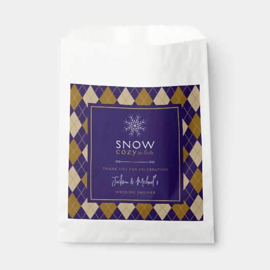 Liebe Raute Navy & Tan Polterabend Geschenktütchen (Vorderseite)