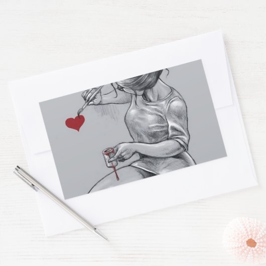 Liebe Rechteckiger Aufkleber (Umschlag)