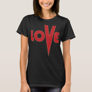 Liebe Red and Gold Glitzer High / Letter Art T-Shirt