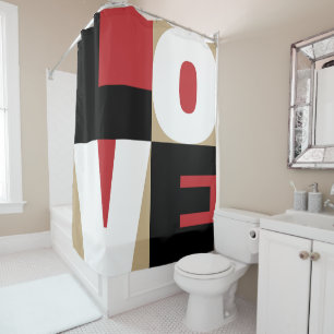 Liebe Red Black Gold Sleek Letter Art Design Duschvorhang