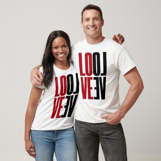 Liebe Red Black High Typografy Vertical Mirror T-Shirt (Unisex)