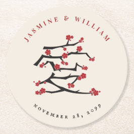 Liebe Red Cheroms Engagement Party Runder Pappuntersetzer