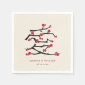 Liebe Red Cheroms Engagement Party Serviette (Vorderseite)