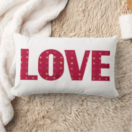 LIEBE Red Gold Hearts Valentinstag Lendenkissen