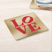 LIEBE Red Gold Typografy Untersetzer Set (angewinkelt)