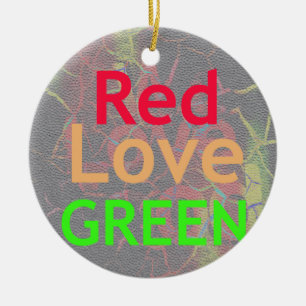 LIEBE RED GOLDEN GREEN KERAMIK ORNAMENT