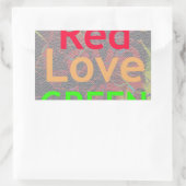 LIEBE RED GOLDEN GREEN RECHTECKIGER AUFKLEBER (Tasche)
