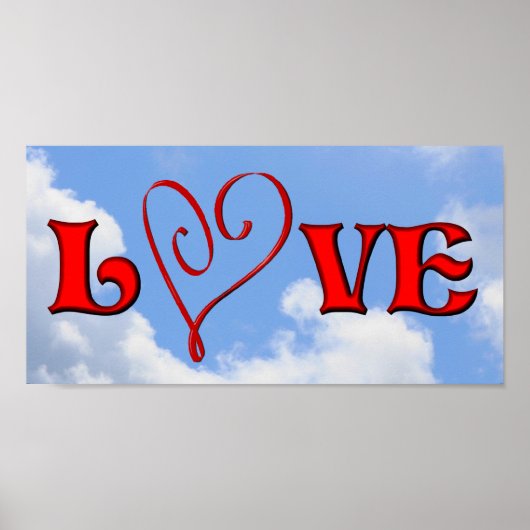 Liebe Red Heart Blue Sky Poster (Vorne)