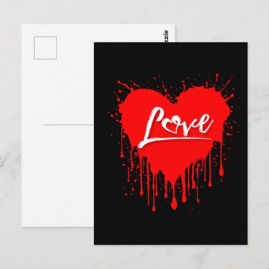 LIEBE RED HEART MELDEN VALENTINSTAG POSTKARTE (Vorne/Hinten)