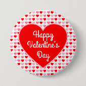 Liebe Red Heart Pink & Red Valentine Herzmuster Button (Vorderseite)