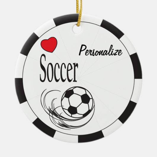 Liebe Red Heart Soccer Ball Keramik Ornament (Vorne)