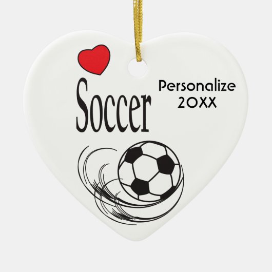 Liebe Red Heart Soccer Ball Keramikornament (Vorne)