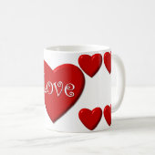 Liebe Red Heart White Coffee Tasse (VorderseiteRechts)