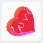Liebe Red Heart Wrapping Paper Quadratischer Aufkleber (Vorderseite)