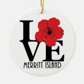 LIEBE Red Hibiskus Merritt Island Keramik Ornament (Vorne)
