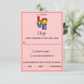 LIEBE Red Themed Blume Same Sex Wedding RSVP Card Karte (Stehend Vorderseite)