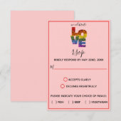 LIEBE Red Themed Blume Same Sex Wedding RSVP Card Karte (Vorne/Hinten)