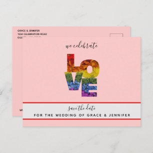 LIEBE Red Themed Same Hochzeit Speichern Sie das D Postkarte