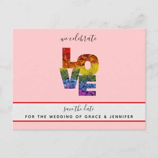 LIEBE Red Themed Same Hochzeit Speichern Sie das D Postkarte (Vorderseite)