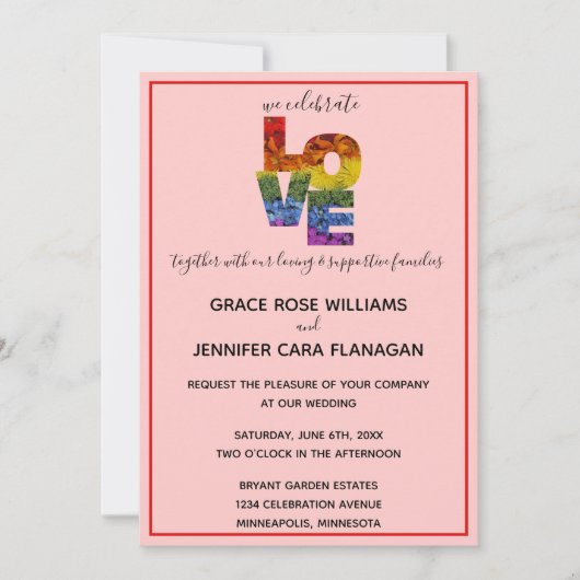 LIEBE Red Themed Same Wedding Collection Invita Einladung (Vorderseite)