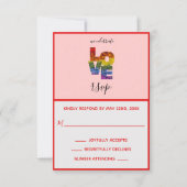 LIEBE Red Themed Same Wedding RSVP Card Karte (Vorderseite)