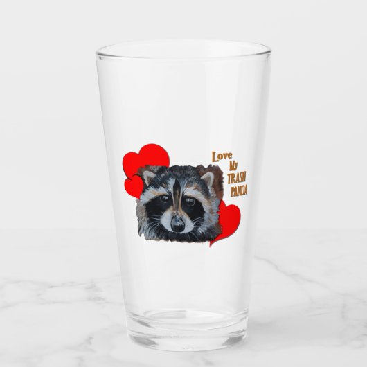 Liebe Red Trash Panda Racoon Niedlich Scavenger Di Glas (Vorderseite)