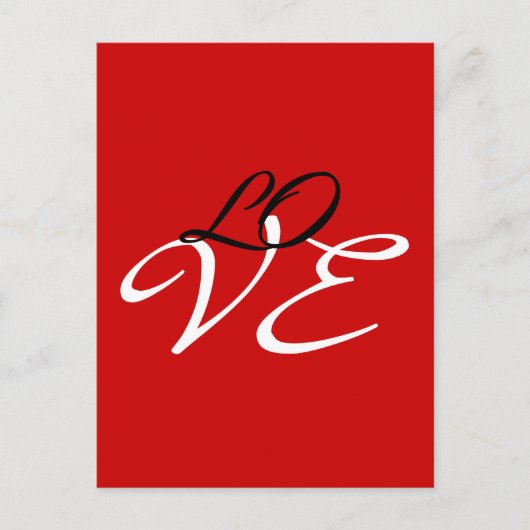 Liebe Red White Black Color Calligraphy Postkarte (Vorderseite)