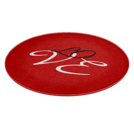 Liebe Red White Black Color Calligraphy Schneidebrett (Ecke)