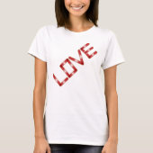 Liebe Red White Glow Gold Glitzer Border T-Shirt (Vorderseite)
