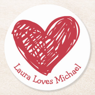 Liebe Red White Wedding Party Brautparty Runder Pappuntersetzer