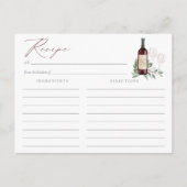 Liebe Red Wine Brautparty Rezept Card Postkarte (Vorderseite)