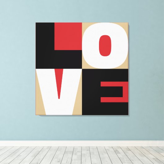 Liebe Refined Letter Art Design Red Black Gold Leinwanddruck (Insitu (Holzboden))