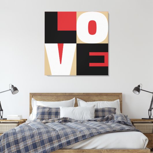 Liebe Refined Letter Art Design Red Black Gold Leinwanddruck (Insitu (Schlafzimmer))