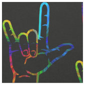 Liebe Regenbogen-Explosion ASL I Sie gemustertes Stoff (Nahaufnahme)