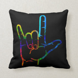 Liebe Regenbogen-Explosion ASL I Sie Throw-Kissen Kissen