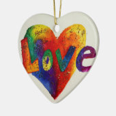 Liebe Regenbogen Glitzer Kunst, Dichtung und Musik Keramikornament (Links)