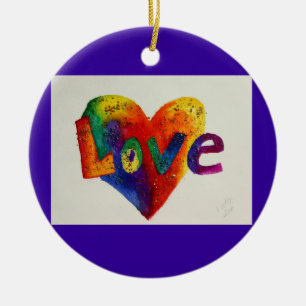 Liebe Regenbogen Glitzer Lugano Unexpected Classic Keramikornament