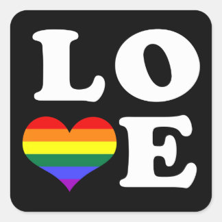 Liebe-Regenbogen-Pride Quadratischer Aufkleber