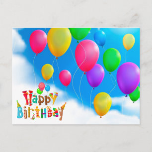 Liebe-Regenbogenballons zum Geburtstag Postkarte