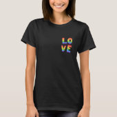 LIEBE Regenbogenfarben Eleganter Vorder- und Rücks T-Shirt (Vorderseite)