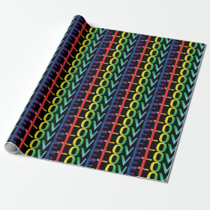 Liebe Regenbogengradition schwarze Typografie Geschenkpapier
