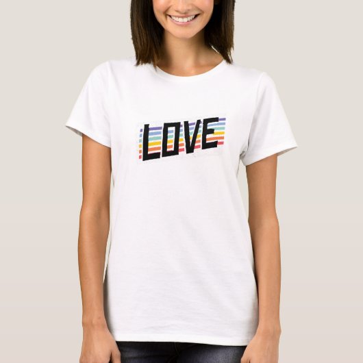 Liebe Regenbogenstreifen T-Shirt (Vorderseite)