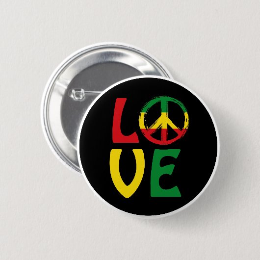LIEBE Reggae mit Friedenssymbol Button (Vorne & Hinten)