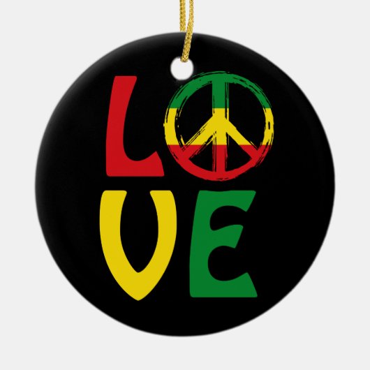 LIEBE Reggae mit Friedenssymbol Keramik Ornament (Vorne)