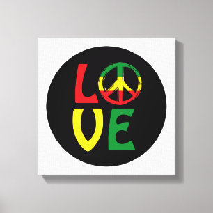 LIEBE Reggae mit Friedenssymbol Leinwanddruck
