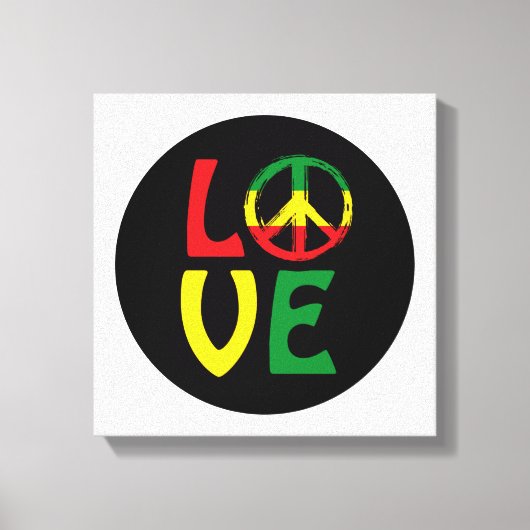 LIEBE Reggae mit Friedenssymbol Leinwanddruck (Vorderseite)