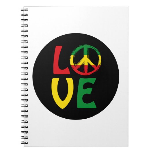 LIEBE Reggae mit Friedenssymbol Notizblock (Vorderseite)